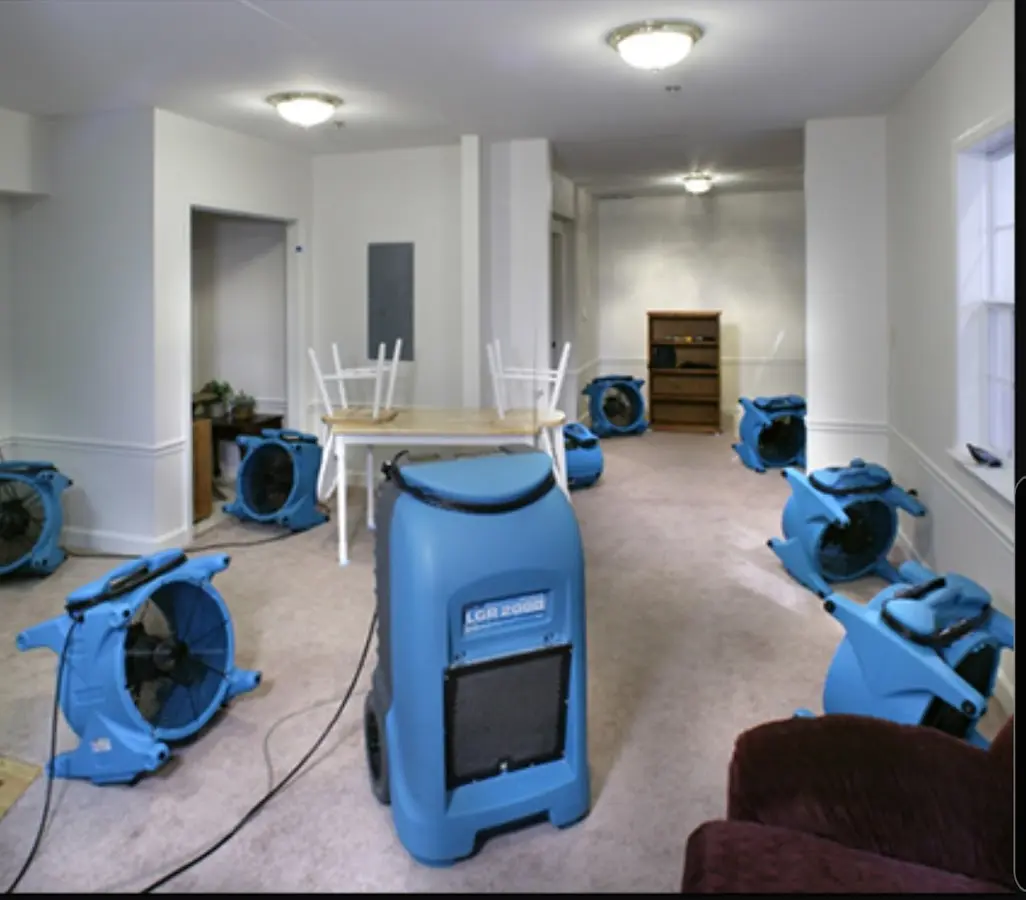 Air movers and dehumidifier setup for Water Extraction & Removal in Broken Arrow